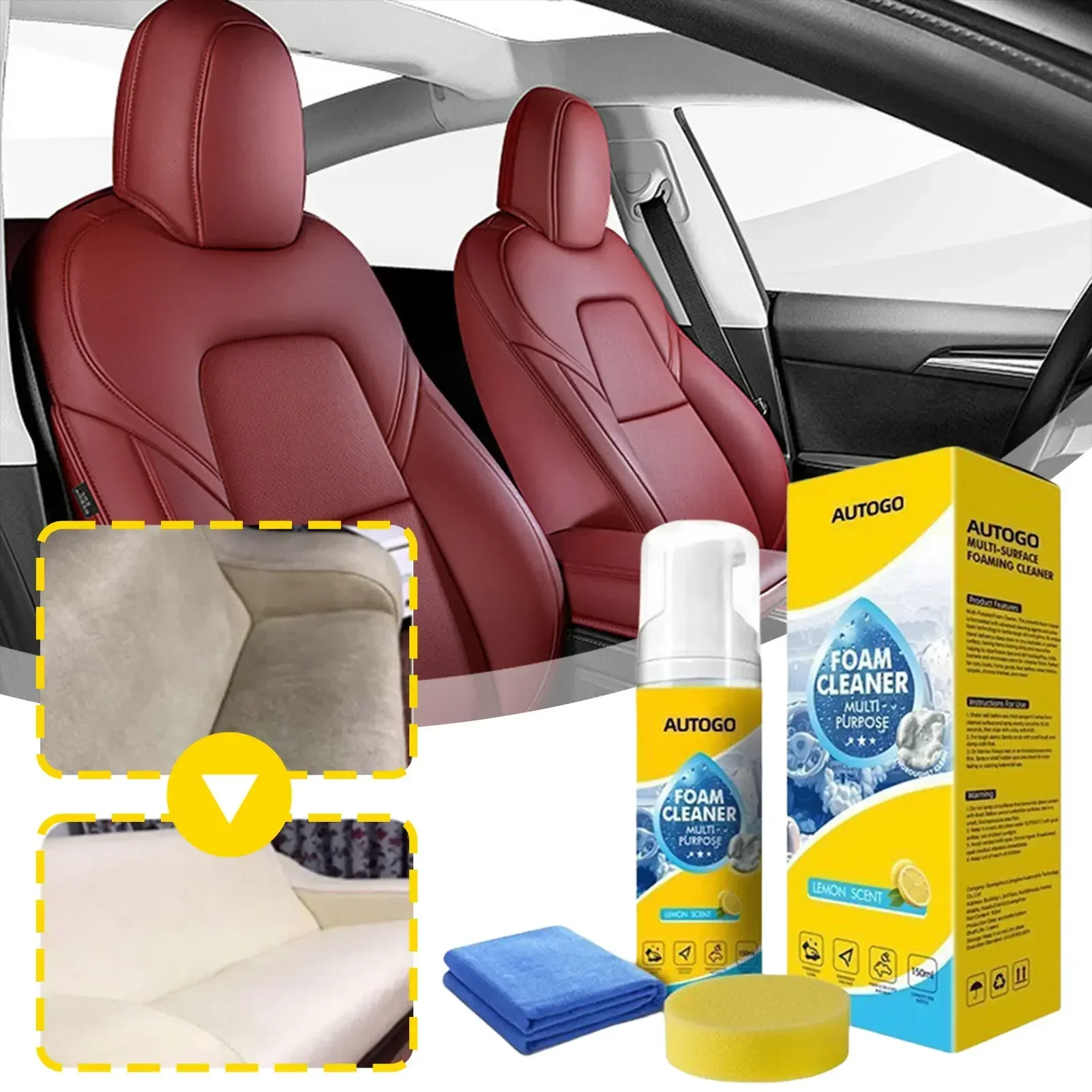 Leather Cleaner Interior - 150ml Multipurpose Foam Cleaner For Car