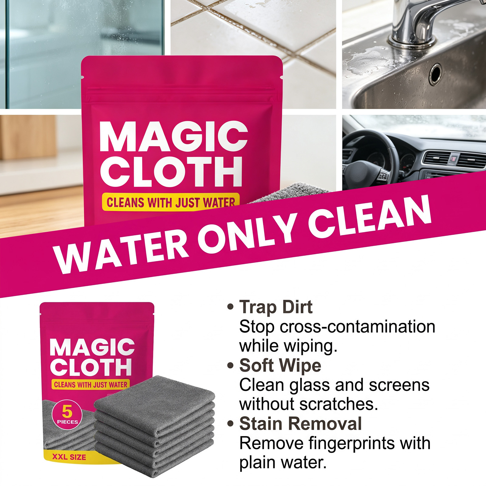 Magic Cleaning Cloths 5PCS Mic - Glass Cleaner Streak review and price